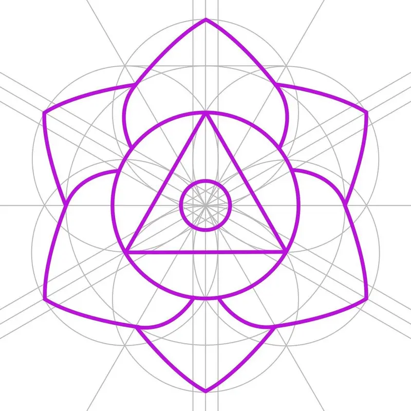 Advanced geometric construction of the Crown Chakra symbol