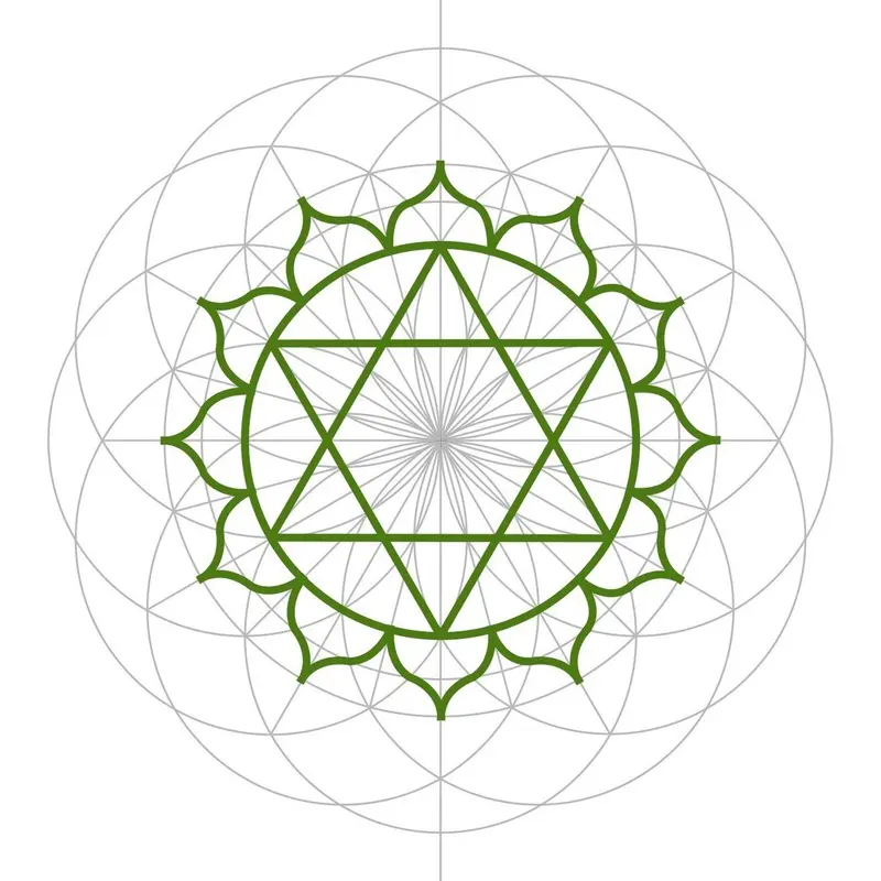 Advanced geometric construction of the Heart Chakra symbol
