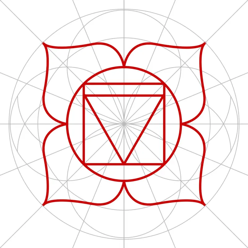 Advanced geometric construction of the Root Chakra symbol