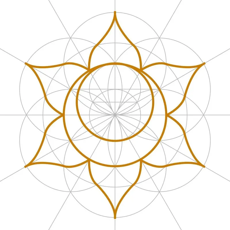 Advanced geometric construction of the Sacral Chakra symbol