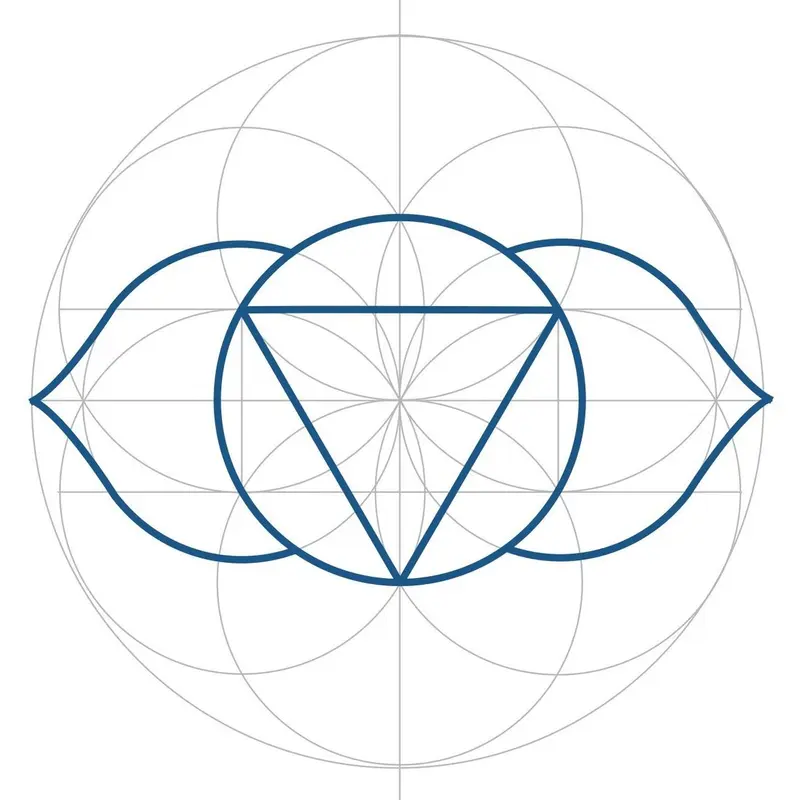 Advanced geometric construction of the Third Eye Chakra symbol