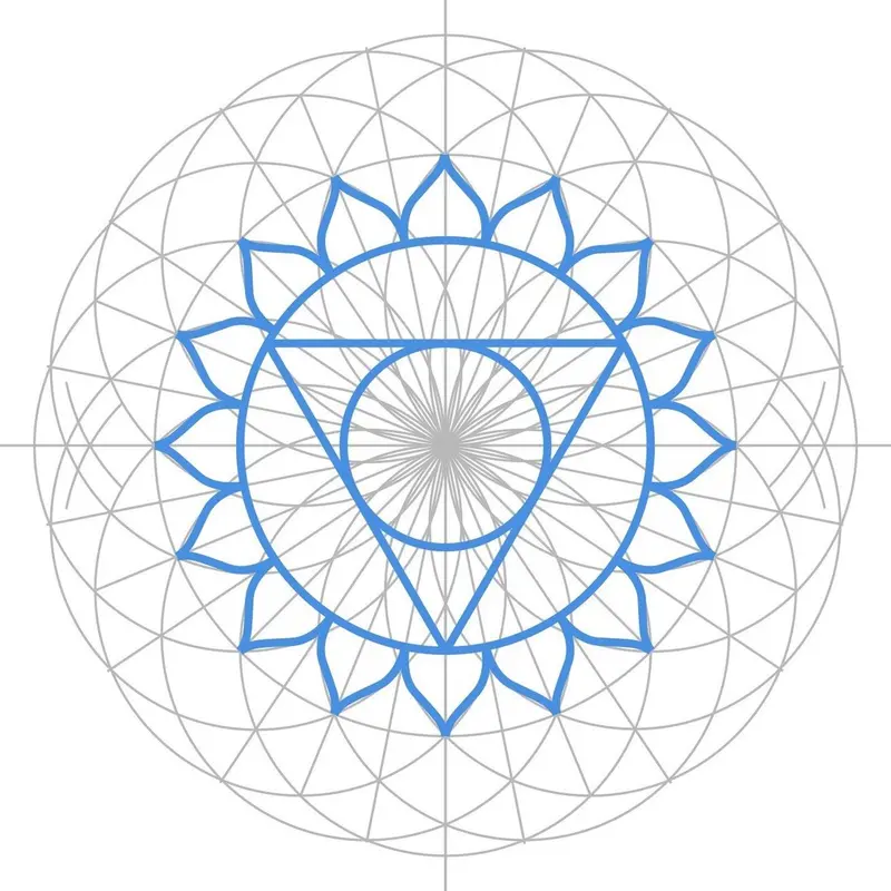 Advanced geometric construction of the Throat Chakra symbol
