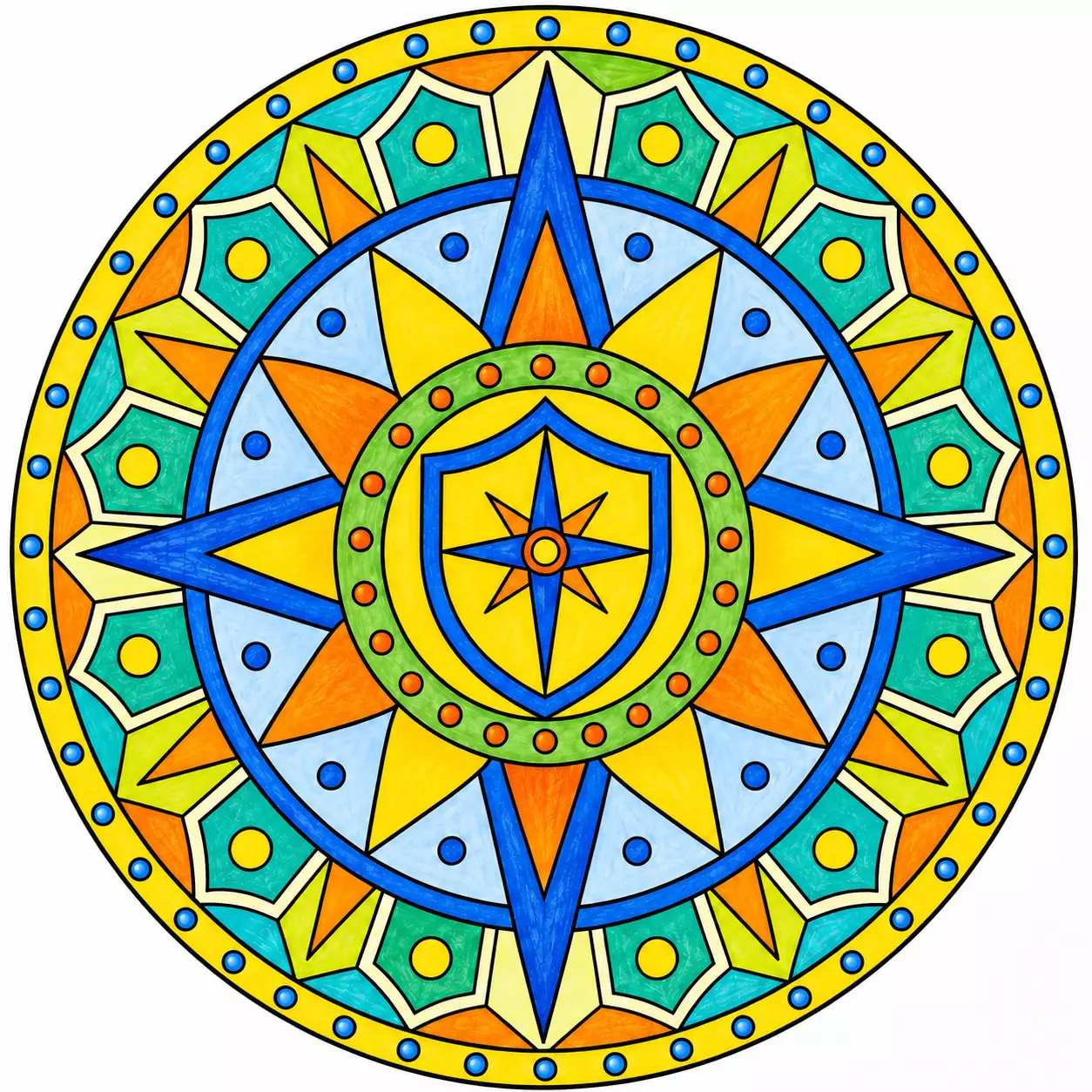The Explorer Shield finished mandala example