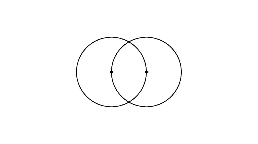 The second construction stage: two overlapping circles forming a vesica piscis