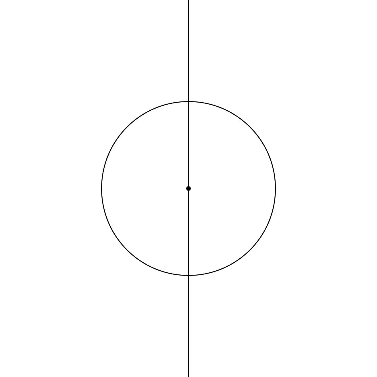 A vertical guide line with the first circle drawn on it