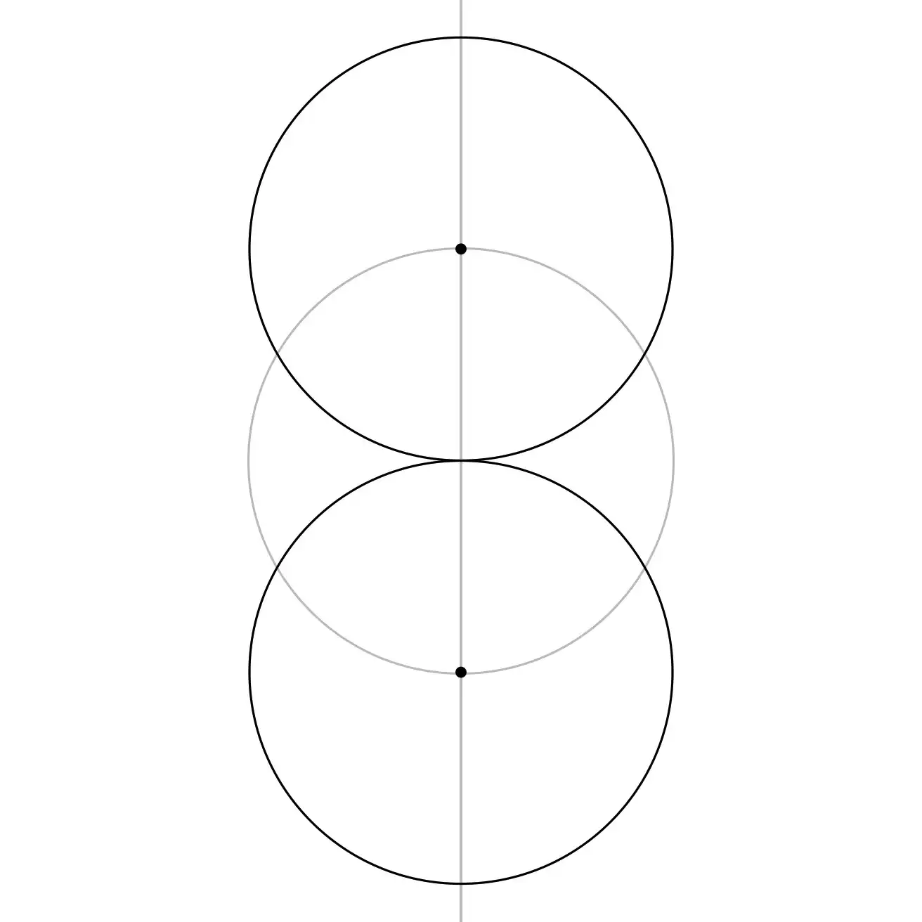 Top and bottom circles added to the first circle