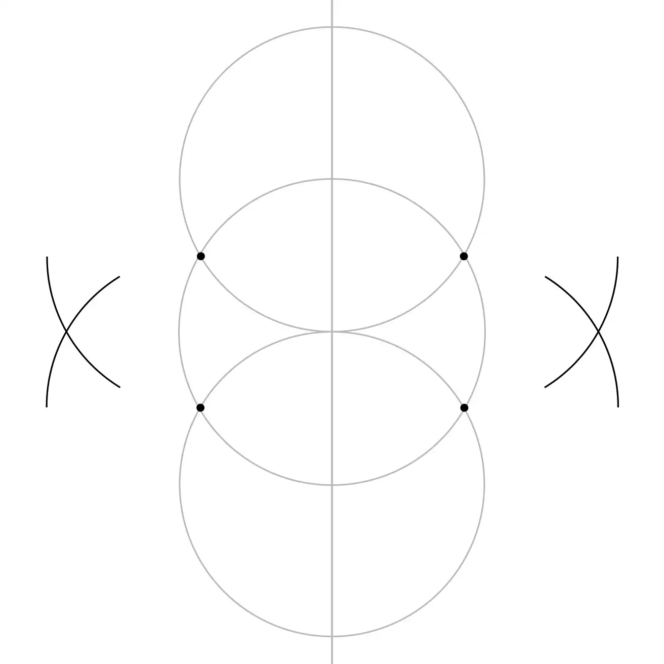 Guide arcs used to find the horizontal line