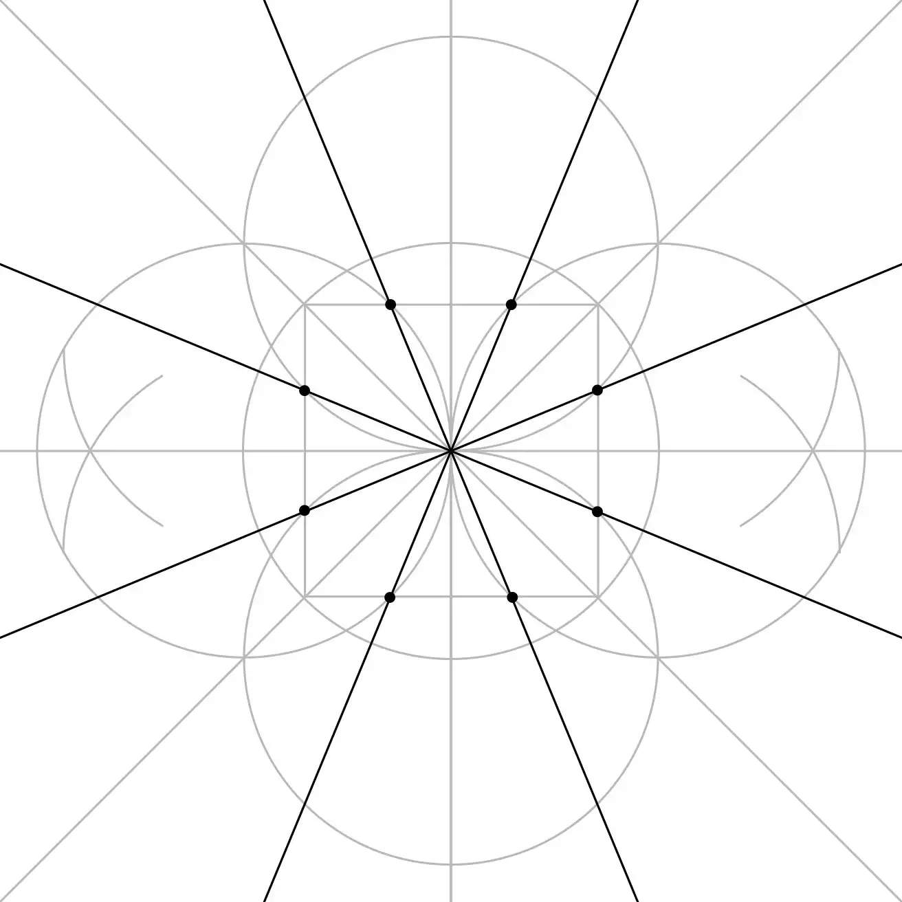Additional guide lines added to the square and circle construction