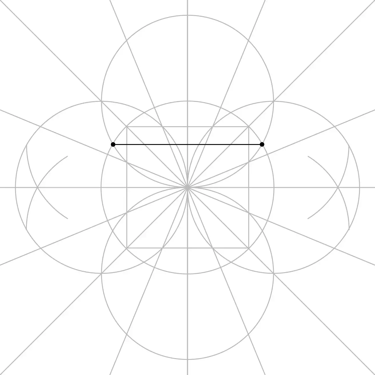 A guide line used to locate the triangle points