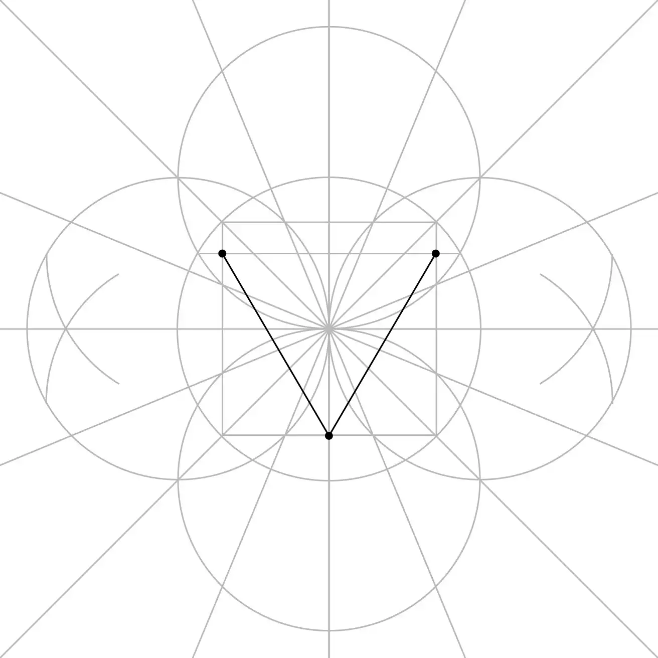 A downward-pointing triangle revealed inside the square