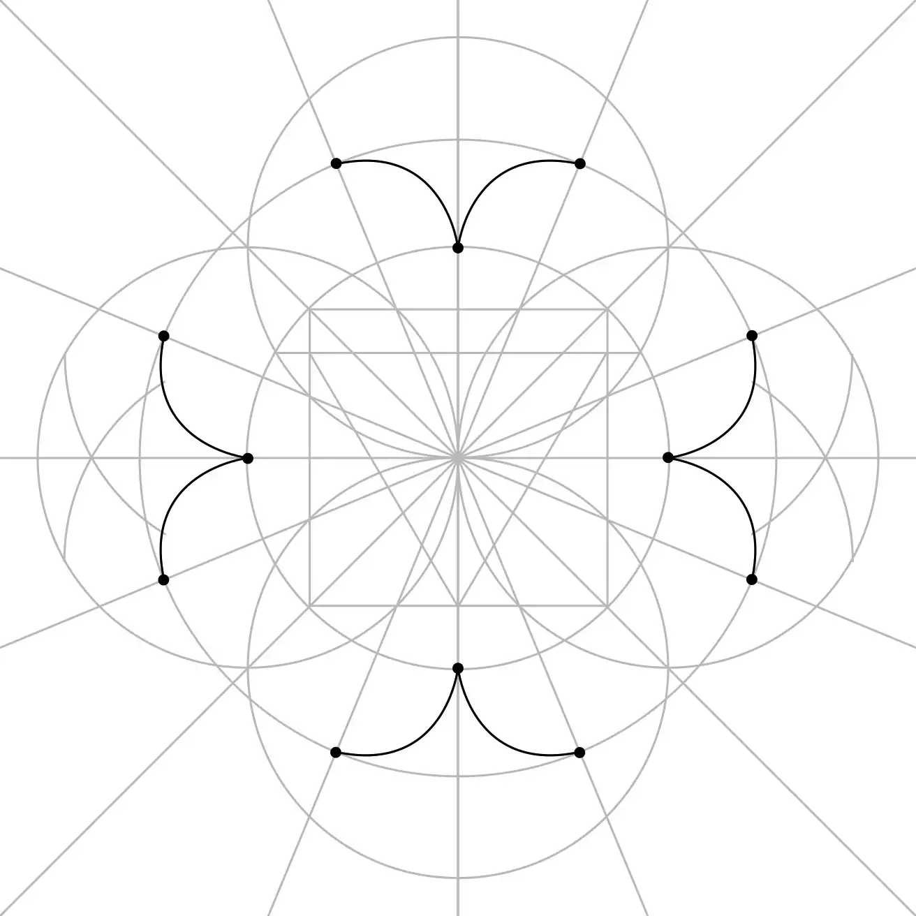 Rounded petal bases added to the Root Chakra symbol