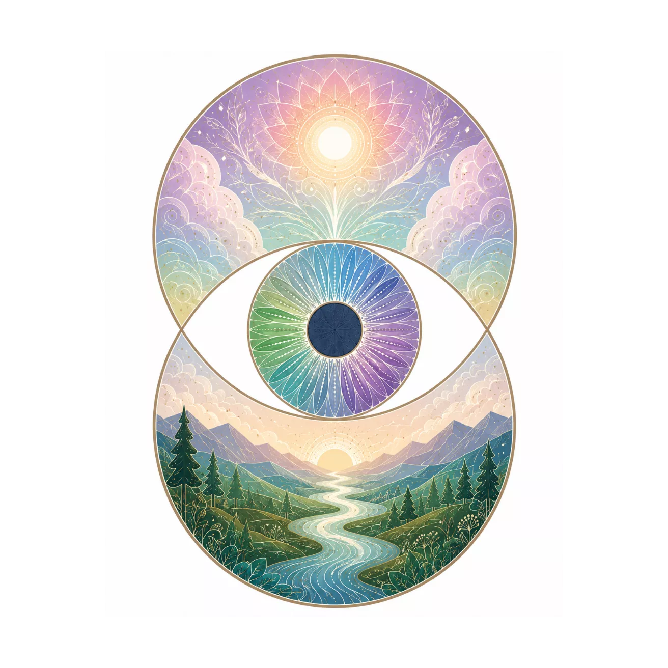 A decorated geometric eye made from circles