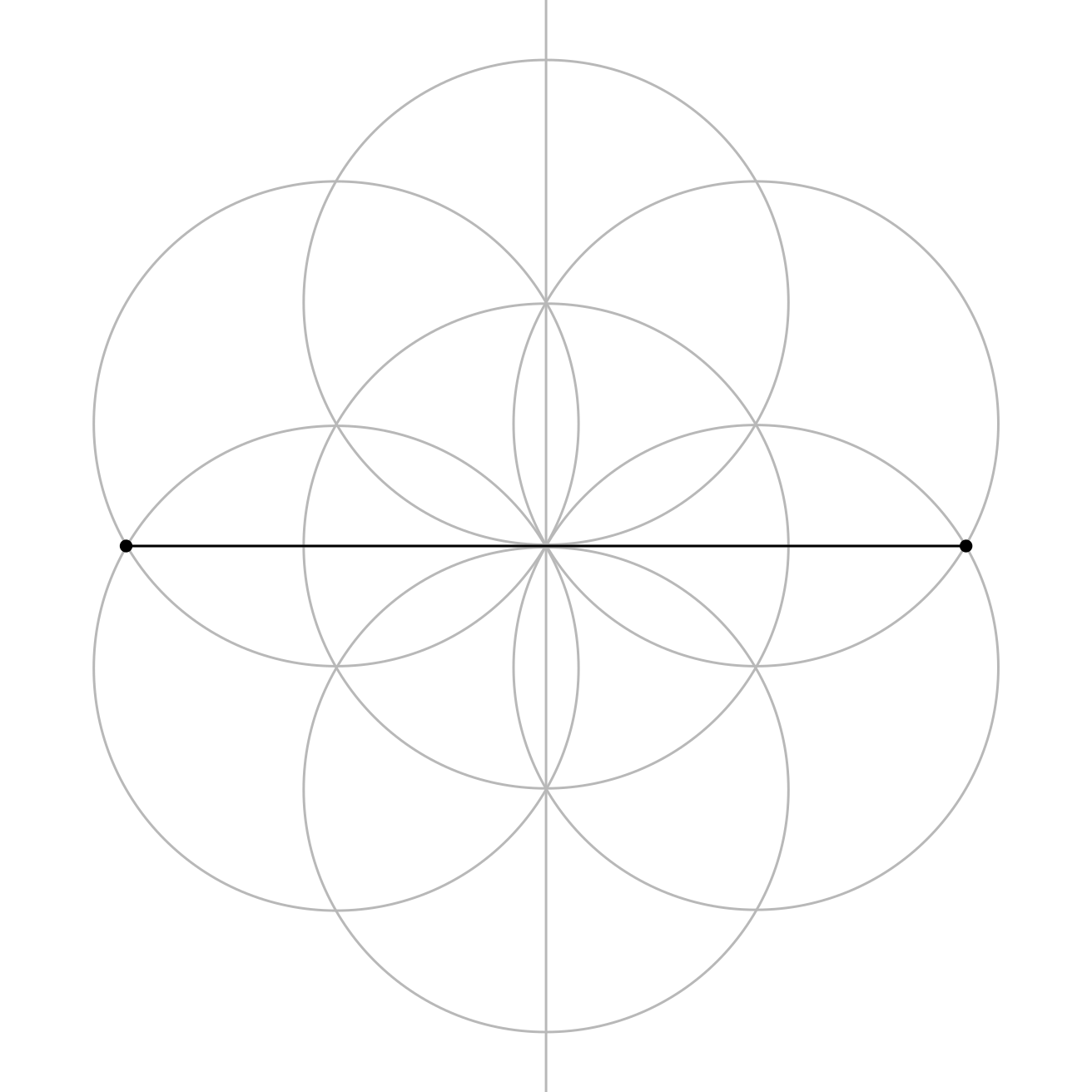 The Seed of Life with vertical and horizontal centre lines
