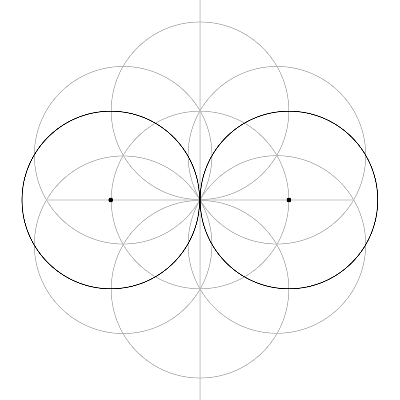 Two new circles added to the left and right of the Seed of Life