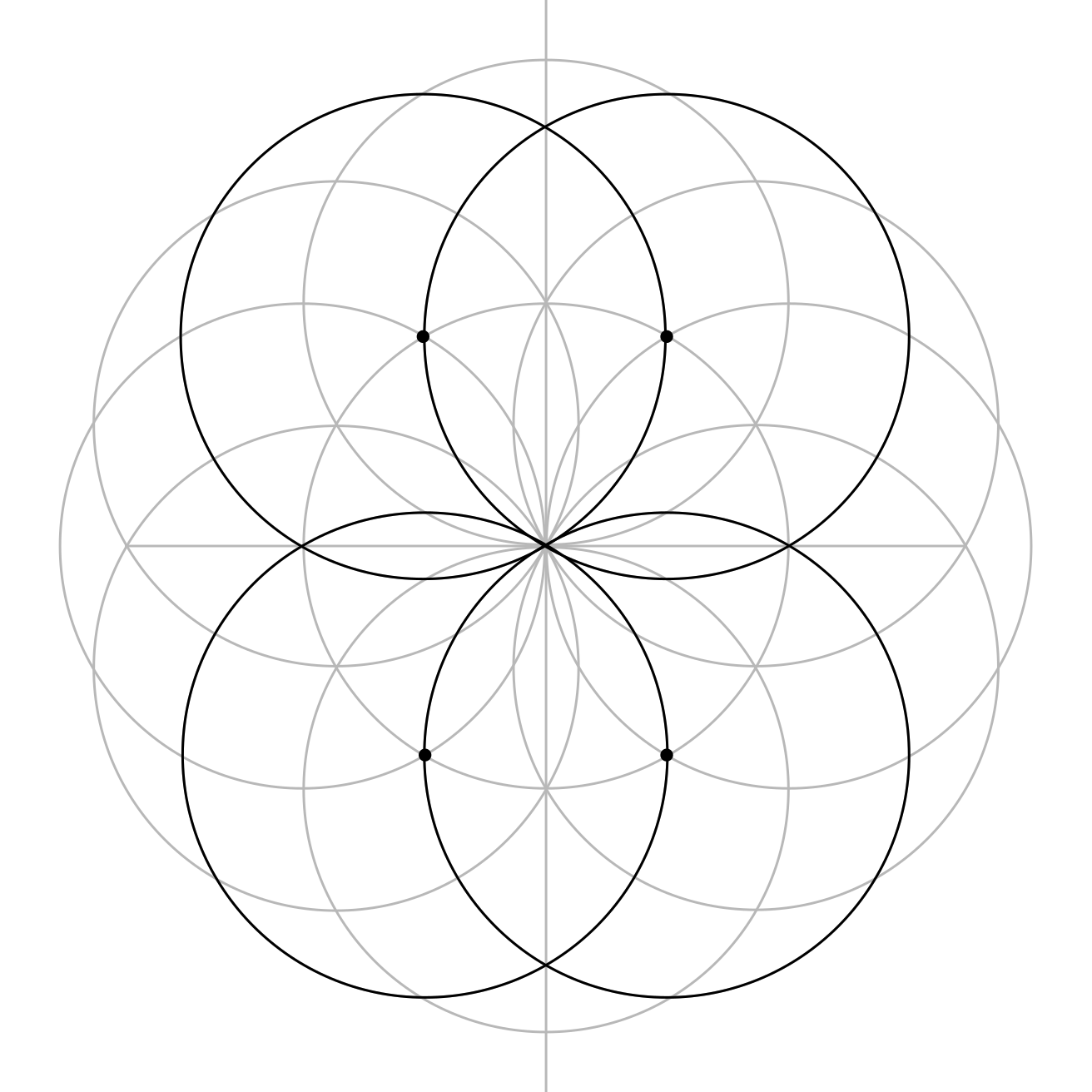 A second Seed of Life pattern nestled inside the first