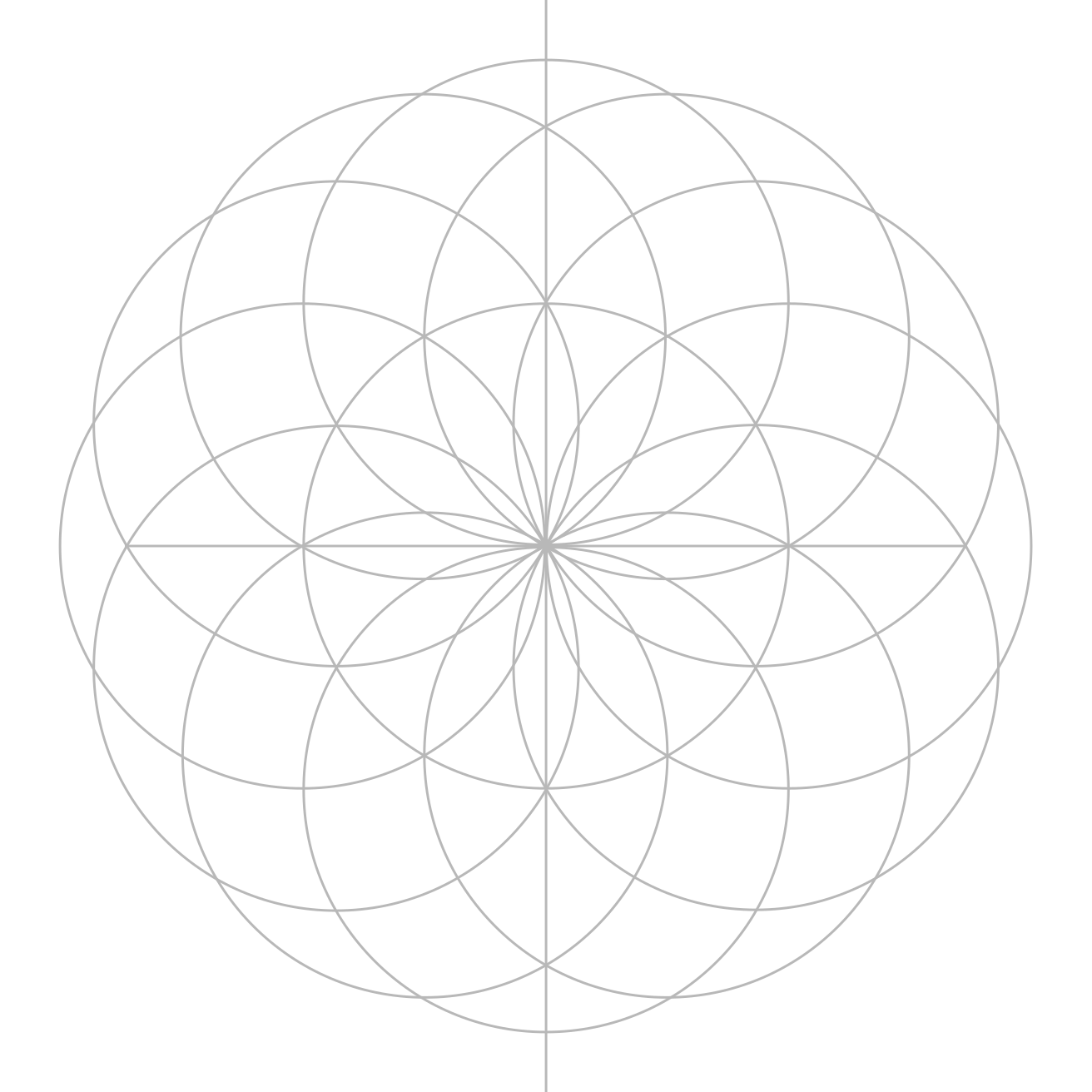 The full construction field with two nestled Seed of Life patterns