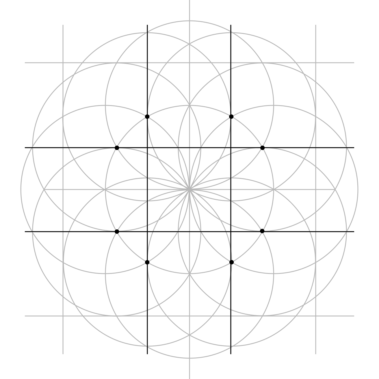 Inner grid guide lines drawn through the construction points