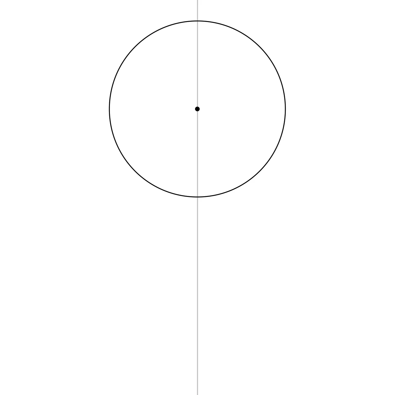 The first circle drawn on the vertical centre line
