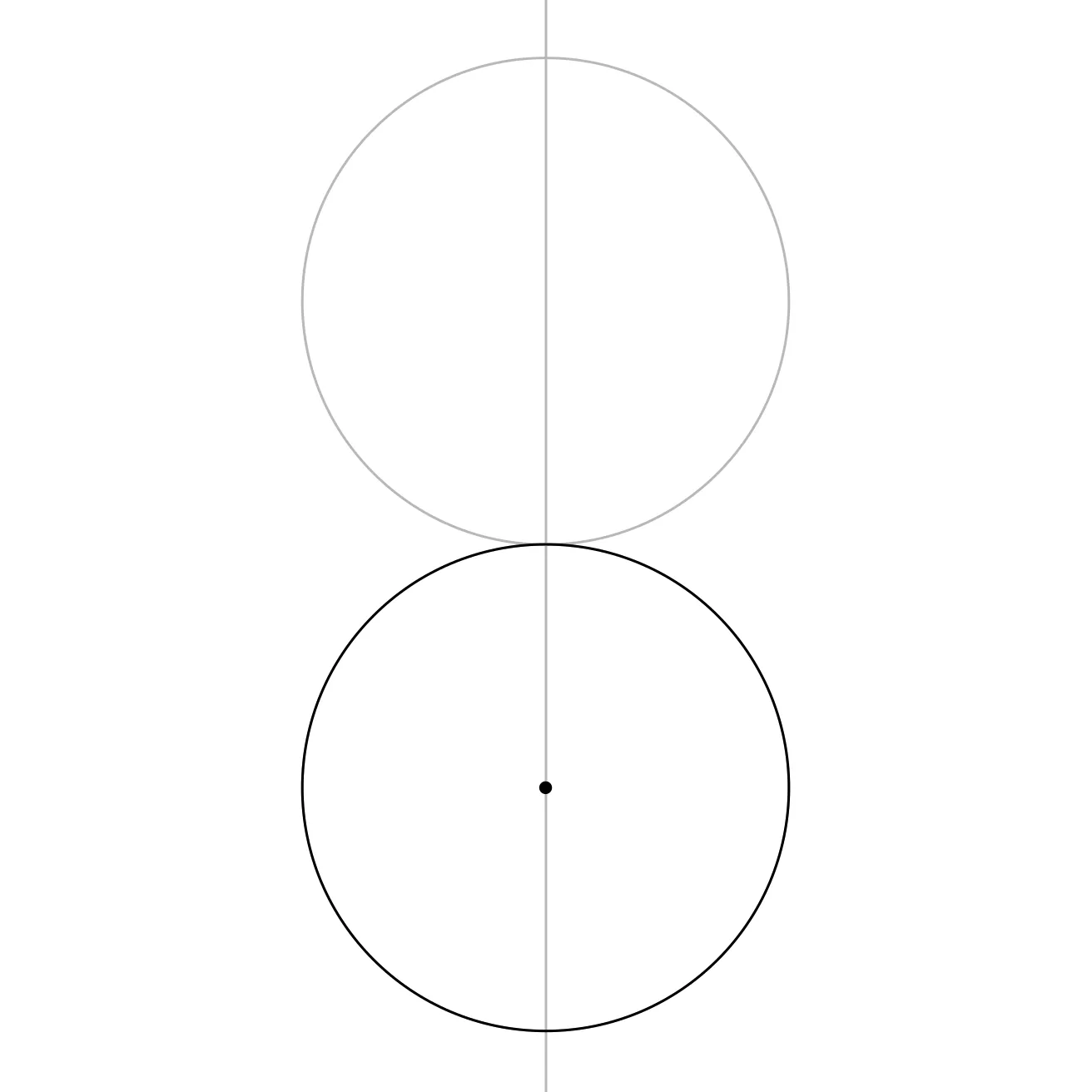 Two equal circles stacked vertically on the centre line