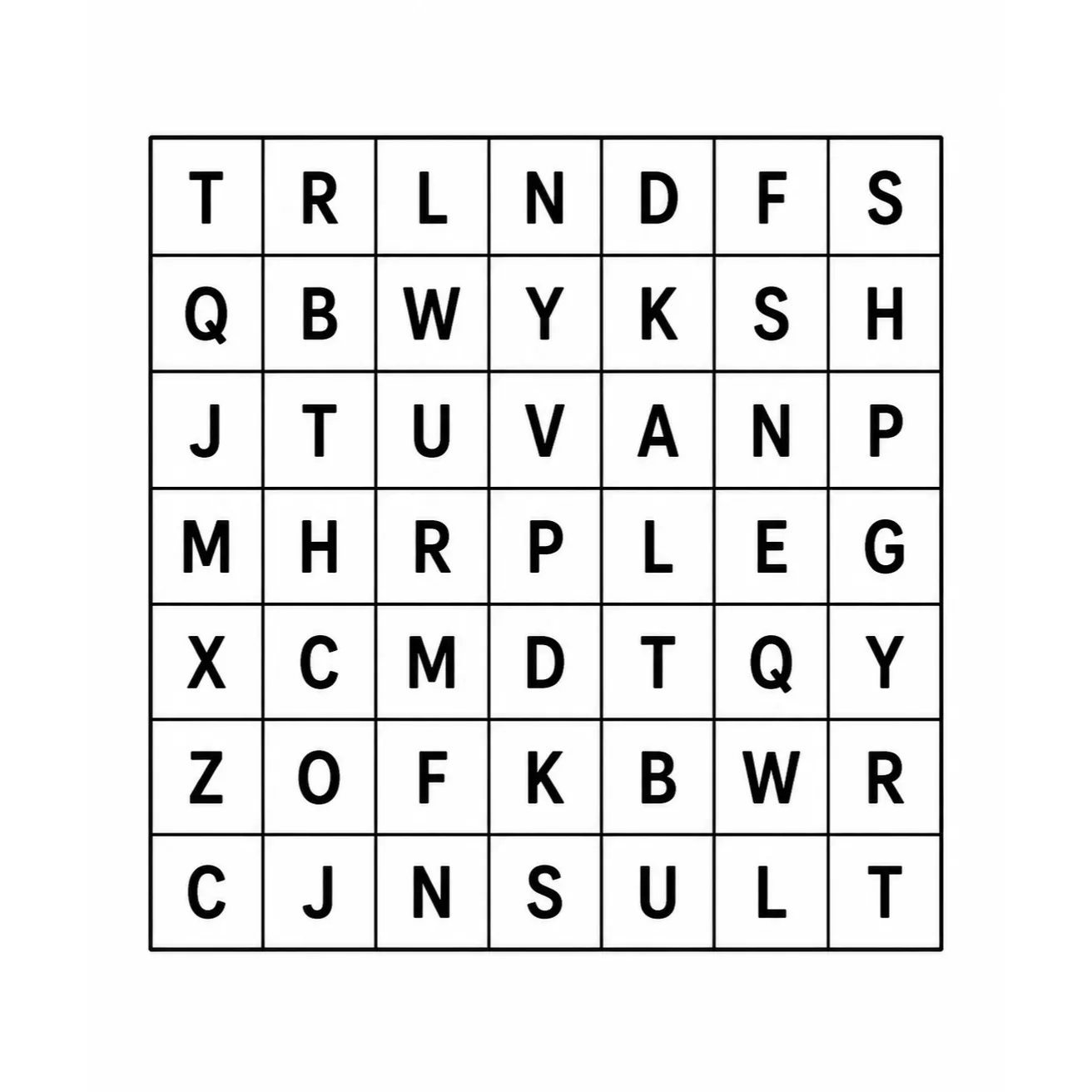 Word search containing the hidden name of the grid symbol
