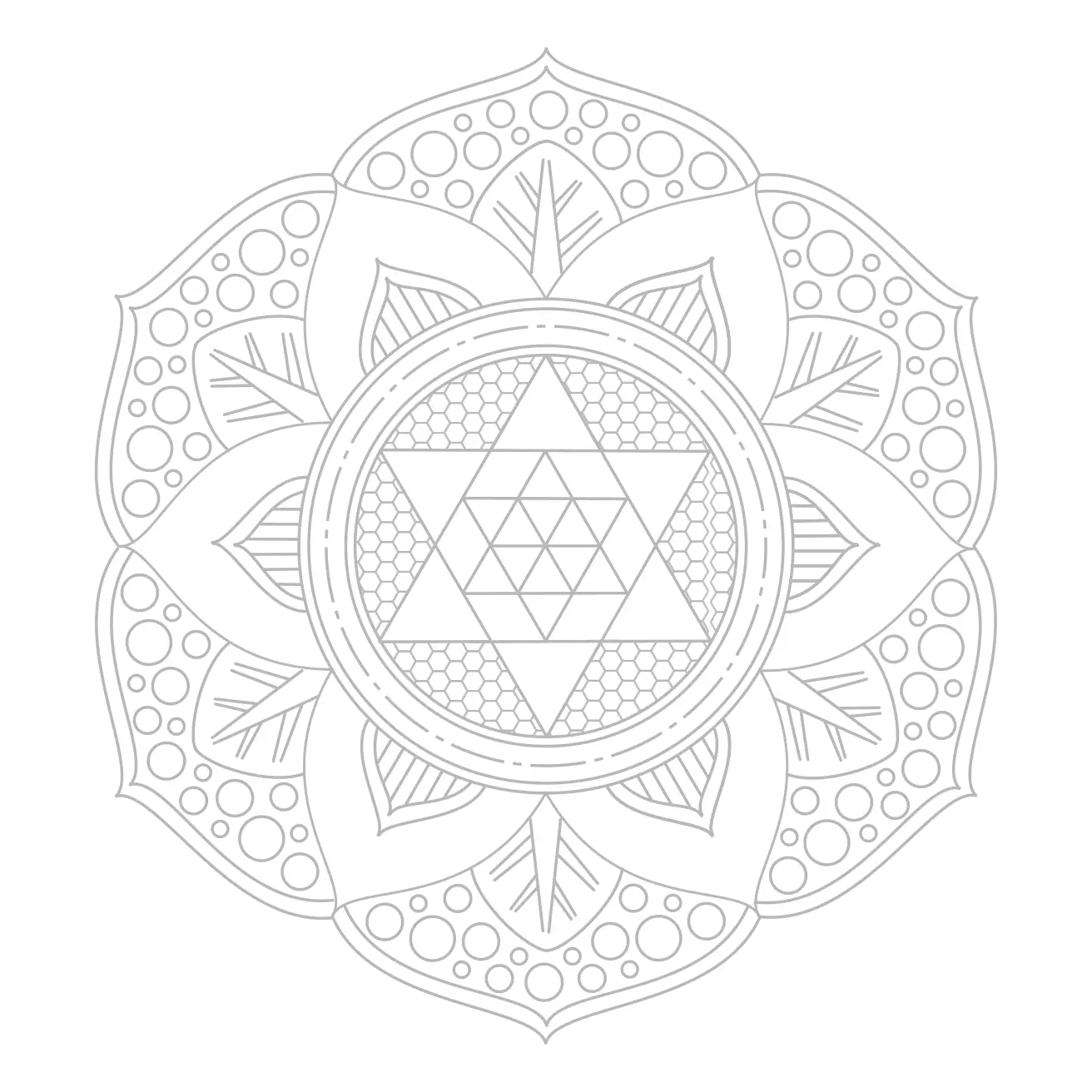 The completed main mandala filled with repeated patterns