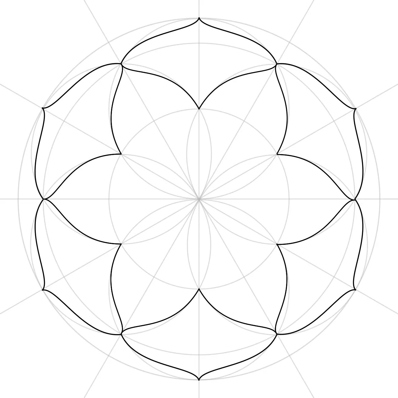 The main mandala developing rings of petals