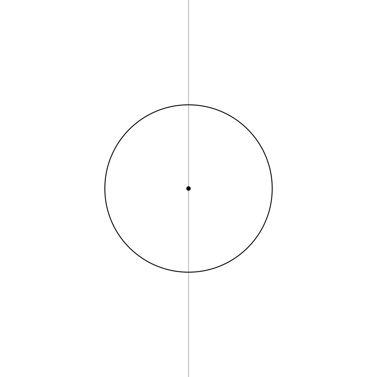 The first circle drawn on the vertical guide line