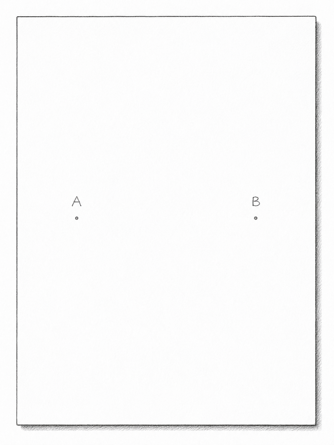 Two points labelled A and B on a blank page