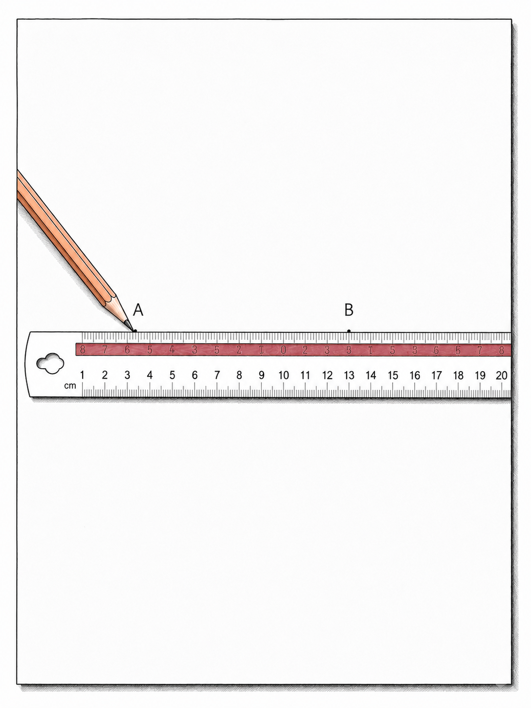 The ruler aligned from point A towards point B